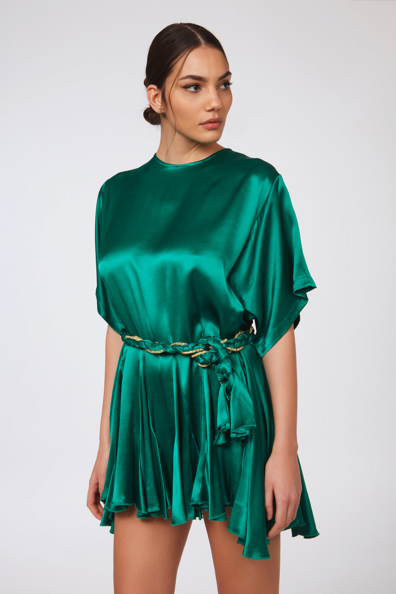 Abito satin cintura