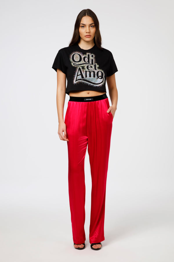 T-Shirt crop top applicazione strass