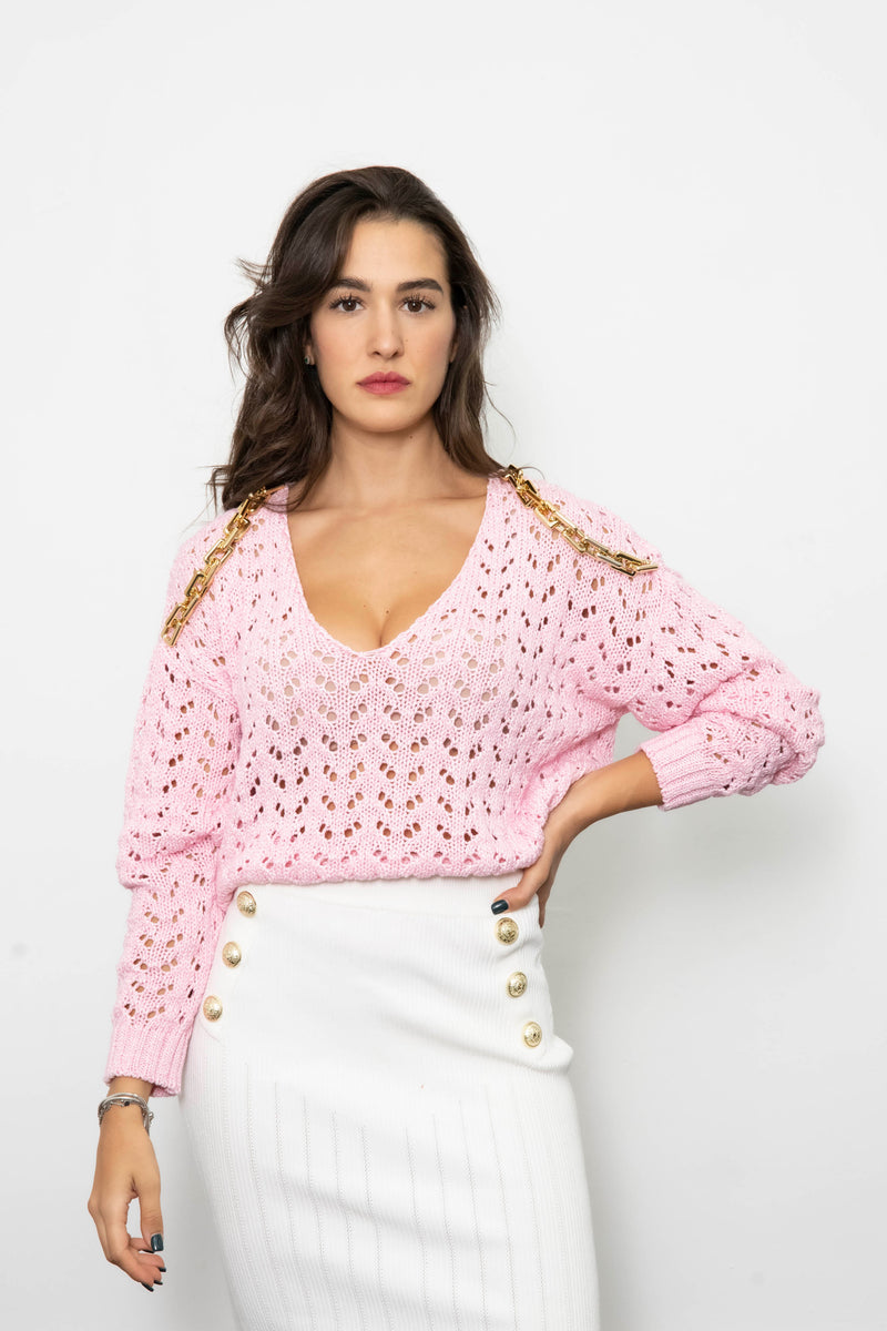 MAGLIONE TRAFORATO CON CATENE