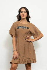 Mini dress with volant
