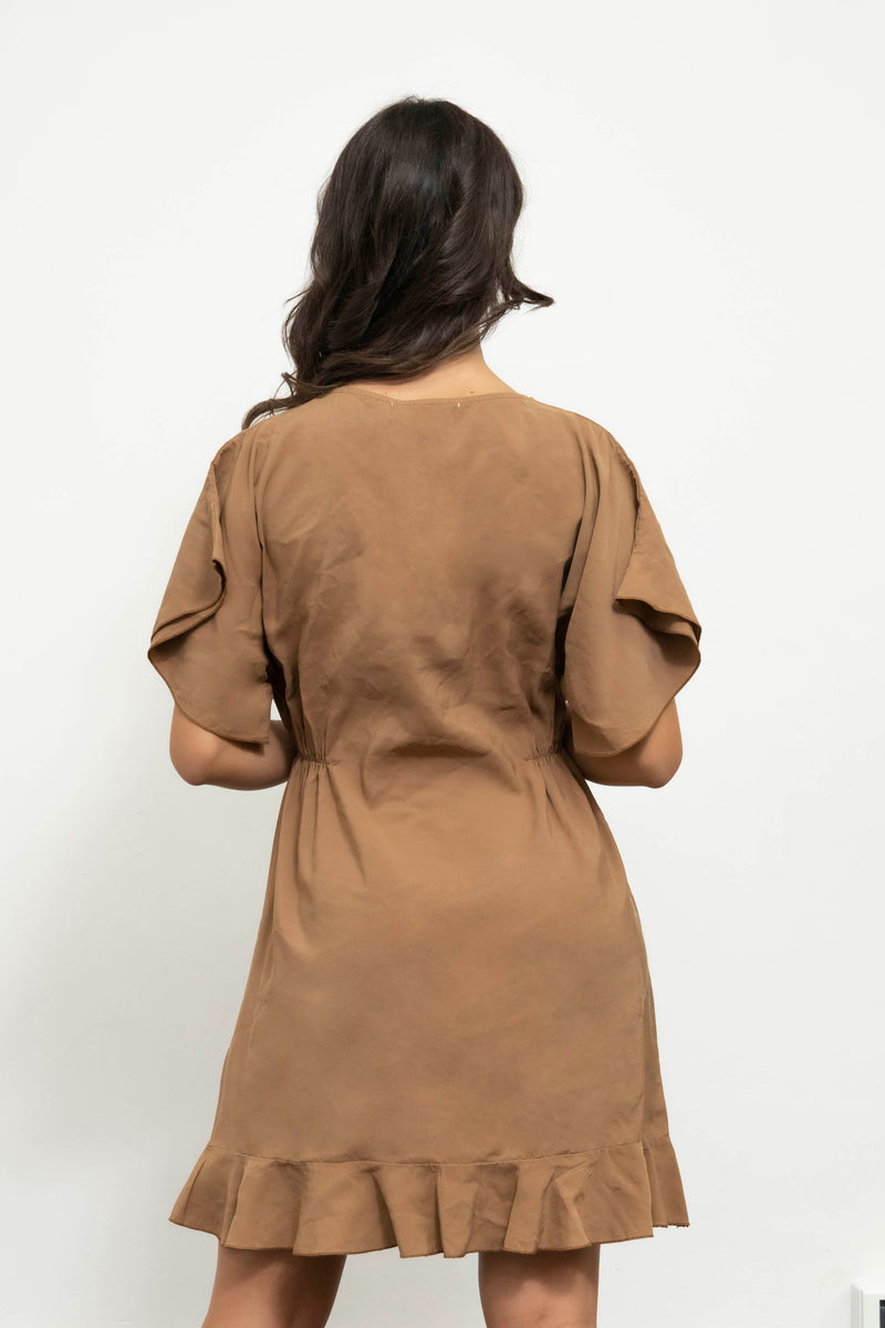 Mini dress with volant