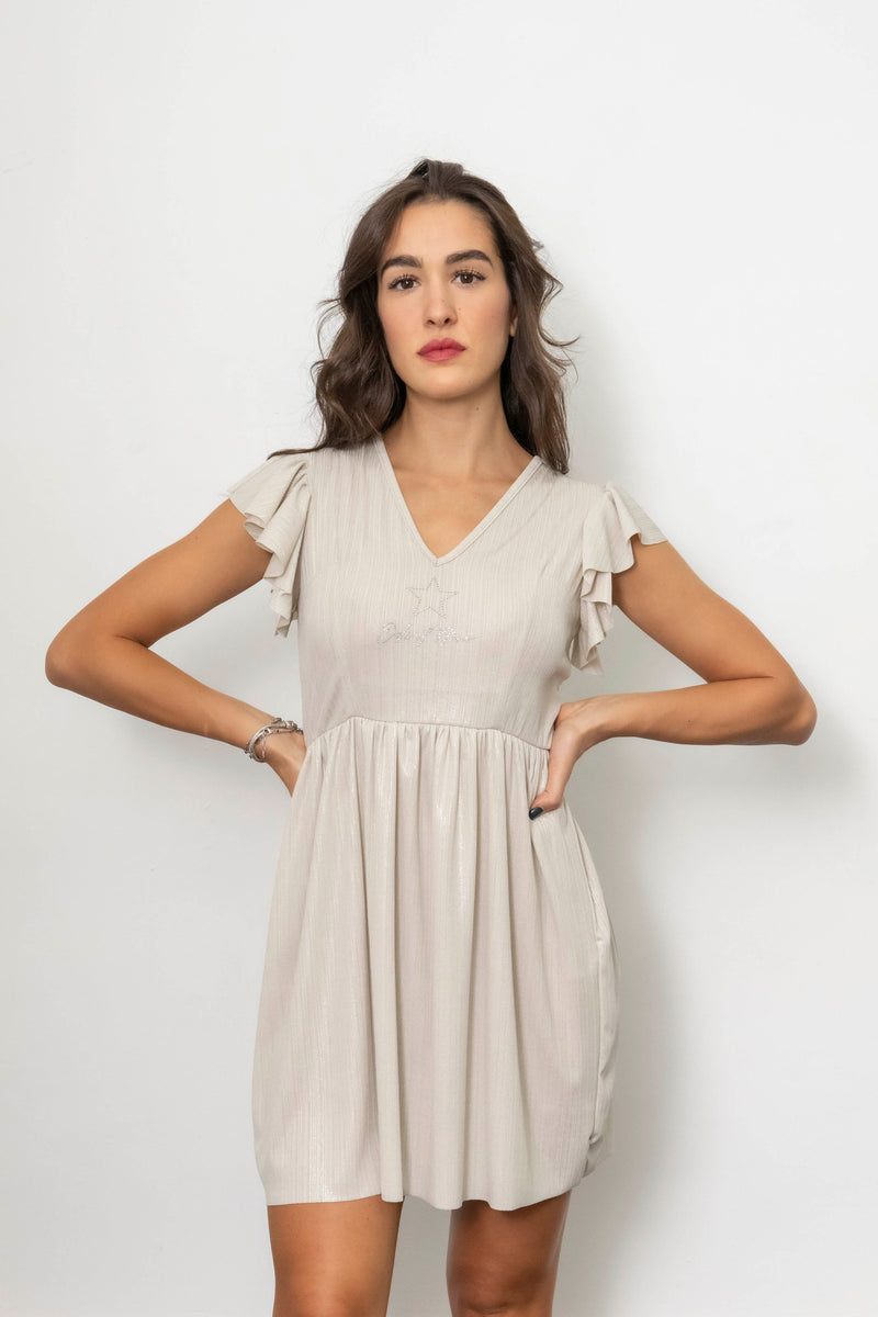Dress with rouches and strass